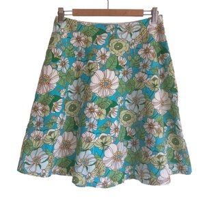 GAP Vintage Y2K Fairycore Knee Length A-line Skirt Seersucker Floral Print Sz 2